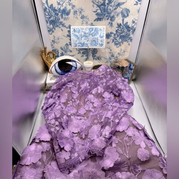 🆕 BRONX & BANCO 🧿 NWOT Bouquet Maraya Long Sleeve Mini Dress, Lilac Sz S US 4 - Picture 2 of 16